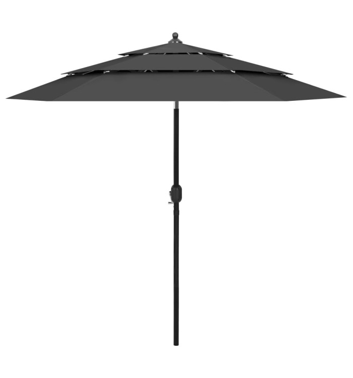Parasol de jardin à 3 niveaux avec mât en aluminium anthracite | Mobilier & Déco