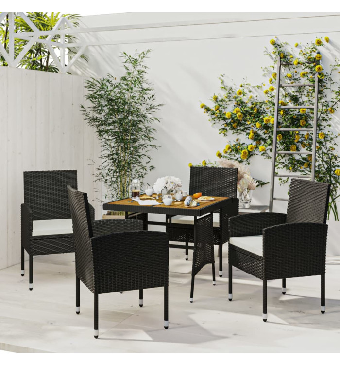 Ensemble à manger d'extérieur 5 pcs Résine tressée Noir | Mobilier & Déco