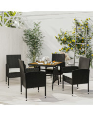 Ensemble à manger d'extérieur 5 pcs Résine tressée Noir | Mobilier & Déco