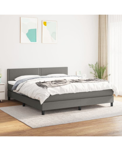 Sommier à lattes de lit avec matelas Gris foncé 180x200cm Tissu | Mobilier & Déco