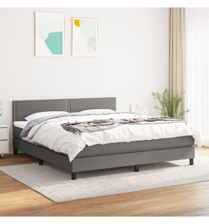 Sommier à lattes de lit avec matelas Gris foncé 180x200cm Tissu | Mobilier & Déco