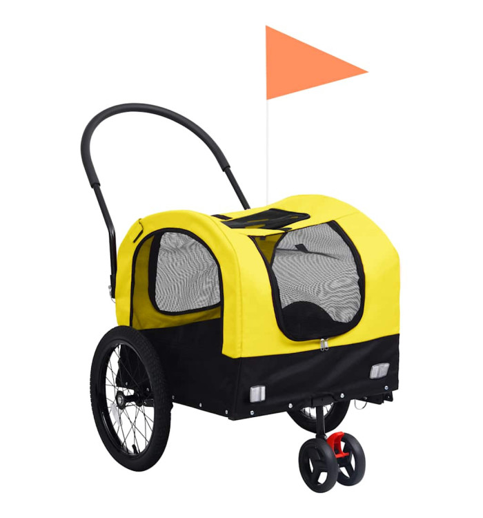 Remorque de vélo pour chiens et poussette 2-en-1 jaune et noir | Mobilier & Déco