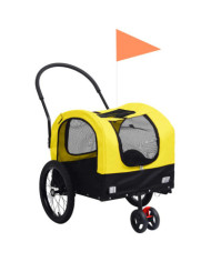 Remorque de vélo pour chiens et poussette 2-en-1 jaune et noir | Mobilier & Déco