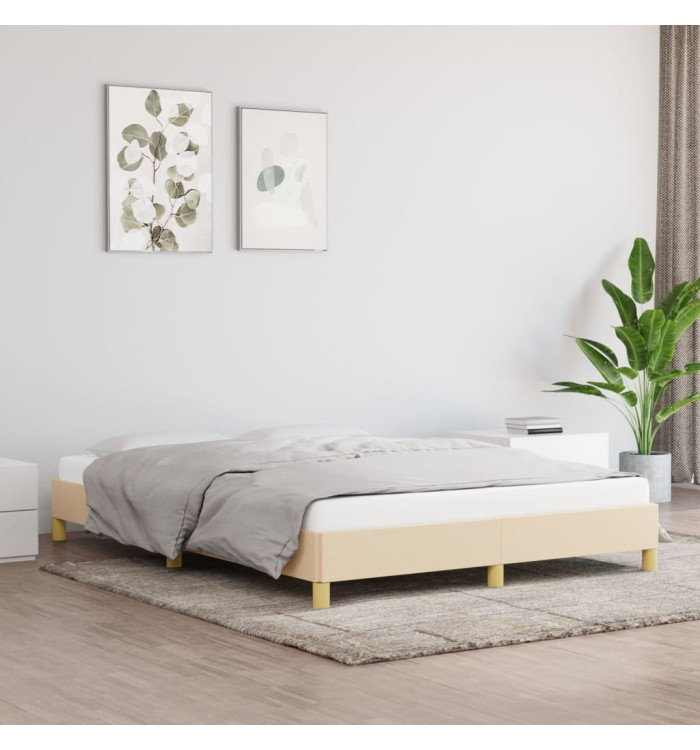 Cadre de lit sans matelas crème 140x200 cm tissu | Mobilier & Déco
