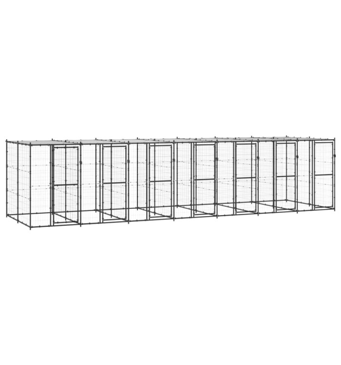 Chenil extérieur Acier avec toit 16,94 m² | Mobilier & Déco