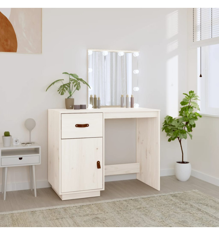 Coiffeuse avec LED Blanc 95x50x133,5 cm Bois de pin massif | Mobilier & Déco