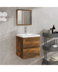 Armoire de bain avec miroir Chêne fumé Bois d'ingénierie | Mobilier & Déco
