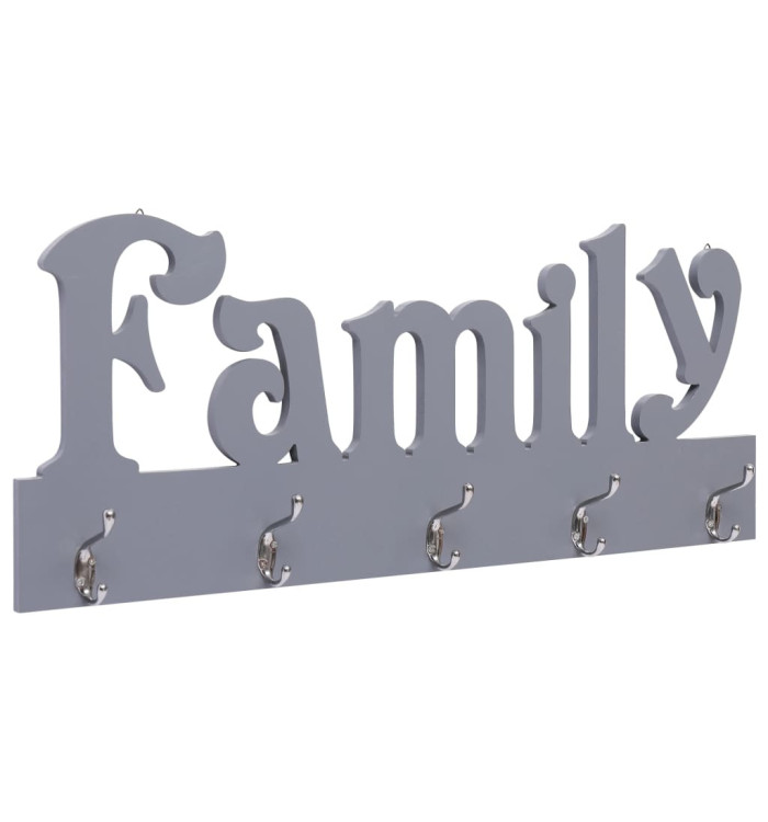 Porte-manteau mural FAMILY Gris 74x29,5 cm | Mobilier & Déco