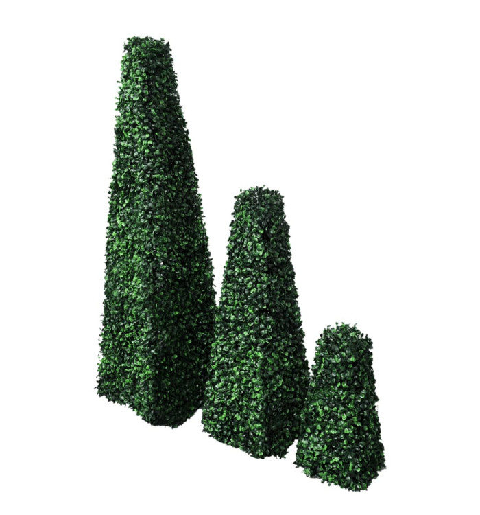 Ensemble de 3 buis formés artificiels pyramidaux | Mobilier & Déco