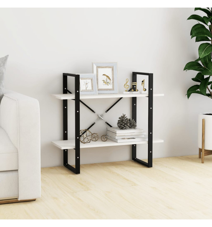 Bibliothèque à 2 niveaux Blanc 80x30x70 cm Bois de pin massif | Mobilier & Déco