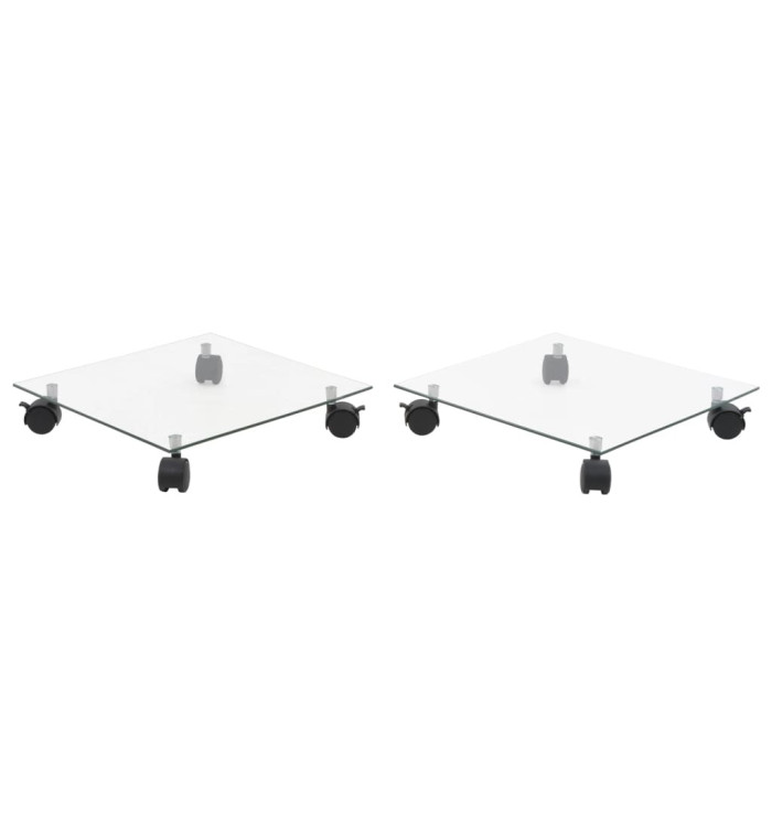 Support carré pour plantes 2 pcs Verre trempé 35 x 35 cm | Mobilier & Déco