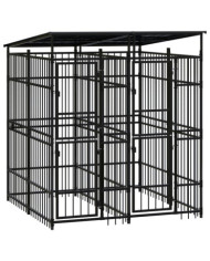 Chenil d'extérieur avec toit pour chiens Acier 3,69 m² | Mobilier & Déco