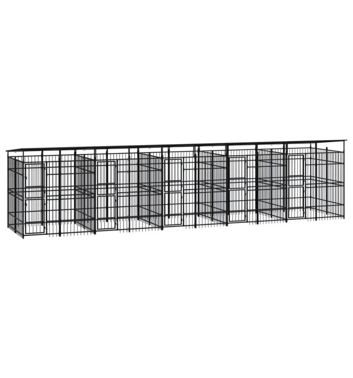 Chenil d'extérieur avec toit pour chiens Acier 18,43 m² | Mobilier & Déco