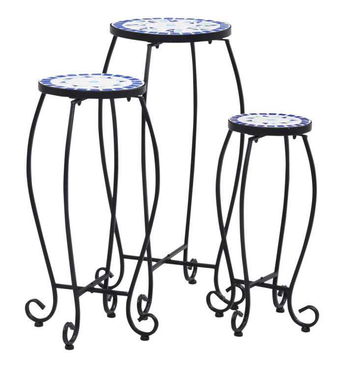 Tables mosaïque 3 pcs Bleu et blanc Céramique | Mobilier & Déco