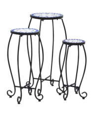 Tables mosaïque 3 pcs Bleu et blanc Céramique | Mobilier & Déco