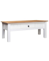 Table basse Blanc 100x60x45 cm Pin massif Assortiment Panama | Mobilier & Déco