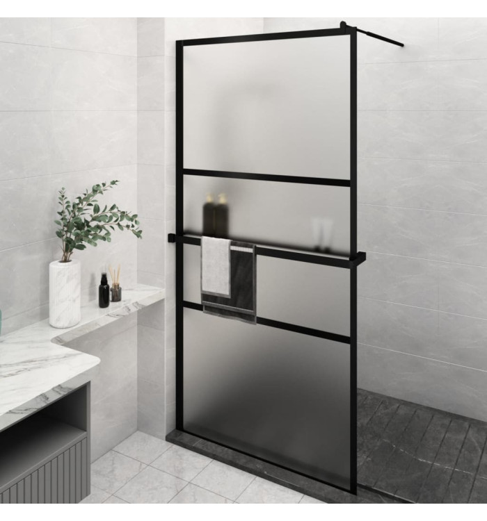 Paroi de douche avec étagère Noir 115x195cm Verre ESGetAluminium | Mobilier & Déco