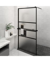Paroi de douche avec étagère Noir 115x195cm Verre ESGetAluminium | Mobilier & Déco