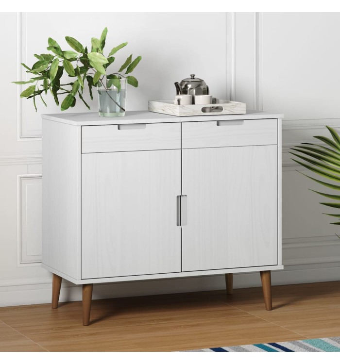 Buffet MOLDE Blanc 90x40x80 cm Bois massif de pin | Mobilier & Déco