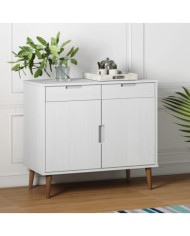 Buffet MOLDE Blanc 90x40x80 cm Bois massif de pin | Mobilier & Déco