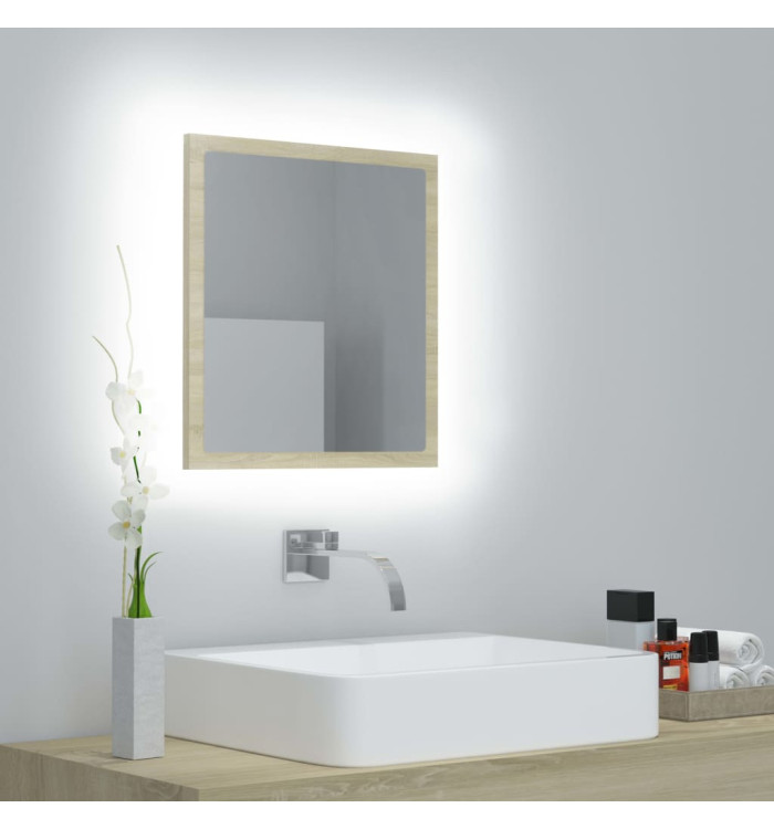 Miroir LED de salle de bain Chêne sonoma 40x8,5x37 cm Acrylique | Mobilier & Déco