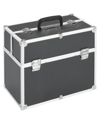 Mallette à maquillage 38x23x34 cm noir aluminium | Mobilier & Déco