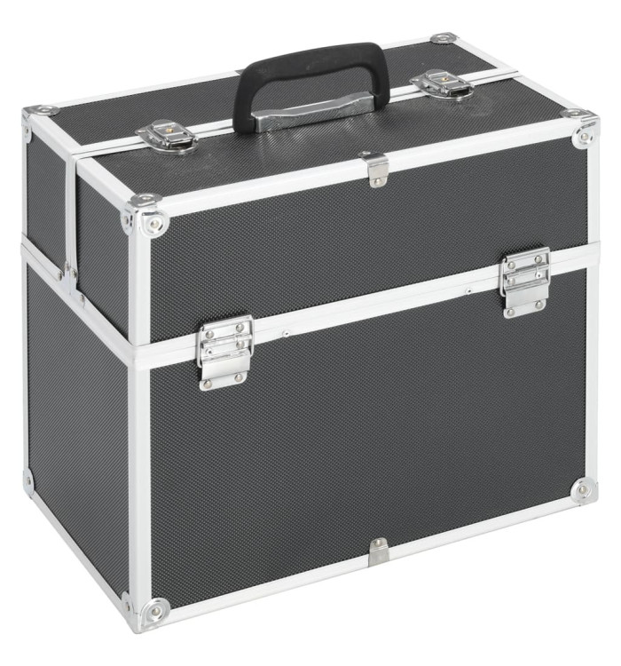 Mallette à maquillage 38x23x34 cm noir aluminium | Mobilier & Déco