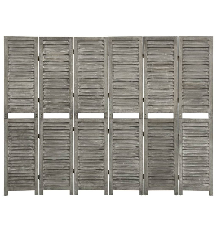 Cloison de séparation 6 panneaux Gris 214x166 cm Bois solide | Mobilier & Déco