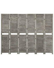 Cloison de séparation 6 panneaux Gris 214x166 cm Bois solide | Mobilier & Déco