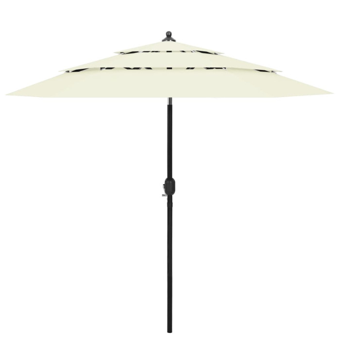 Parasol de jardin à 3 niveaux avec mât en aluminium sable 2,5 m | Mobilier & Déco