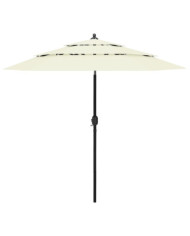 Parasol de jardin à 3 niveaux avec mât en aluminium sable 2,5 m | Mobilier & Déco