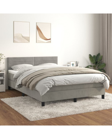 Sommier à lattes de lit et matelas Gris clair 140x200cm Velours | Mobilier & Déco