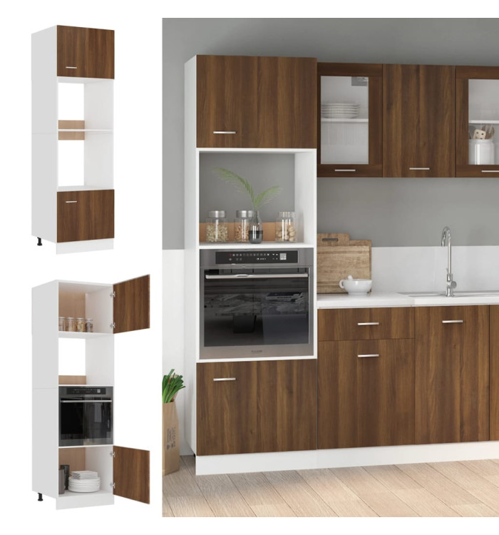 Armoire à micro-ondes "Lyon" Chêne marron 60x57x207 cm | Mobilier & Déco