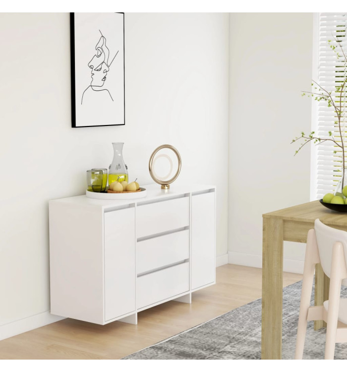 Buffet avec 3 tiroirs Blanc 120x41x75 cm Bois d'ingénierie | Mobilier & Déco