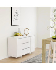 Buffet avec 3 tiroirs Blanc 120x41x75 cm Bois d'ingénierie | Mobilier & Déco