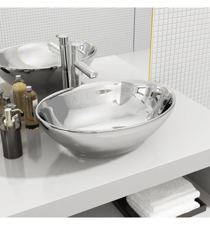 Lavabo 40 x 33 x 13,5 cm Céramique Argenté | Mobilier & Déco