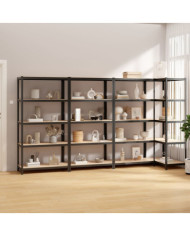 Étagères à 5 niveaux 4pcs Anthracite Acier et bois d'ingénierie | Mobilier & Déco
