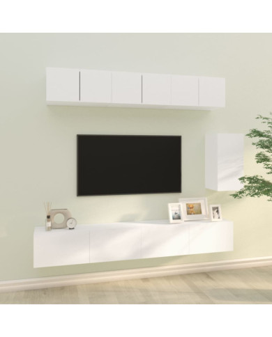 Ensemble de meubles TV 6 pcs Blanc Bois d'ingénierie | Mobilier & Déco