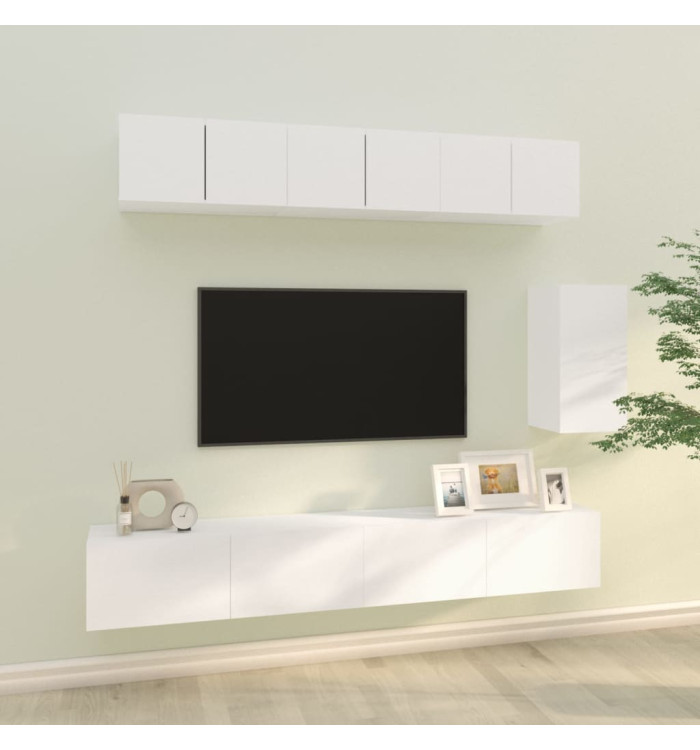 Ensemble de meubles TV 6 pcs Blanc Bois d'ingénierie | Mobilier & Déco