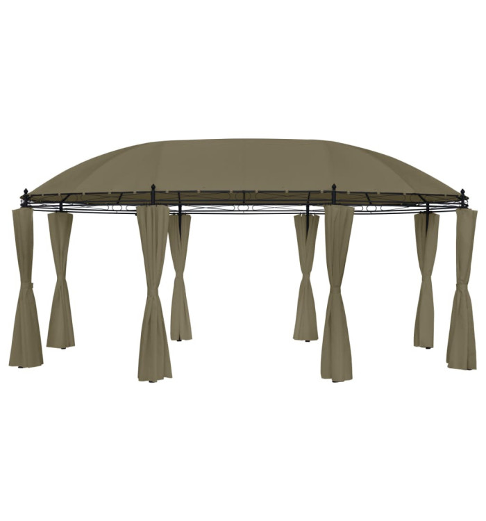 Belvédère avec rideaux 520x349x255 cm Taupe 180 g/m² | Mobilier & Déco