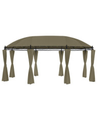 Belvédère avec rideaux 520x349x255 cm Taupe 180 g/m² | Mobilier & Déco