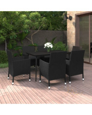 Ensemble à manger de jardin coussins 7 pcs Résine tressée Verre | Mobilier & Déco