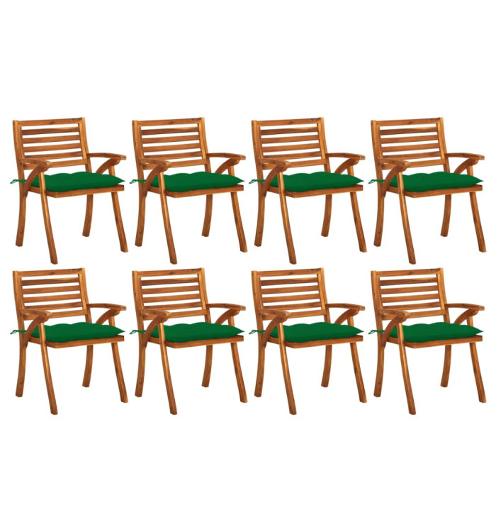 Chaises de jardin avec coussins lot de 8 Bois d'acacia solide | Mobilier & Déco