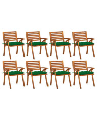 Chaises de jardin avec coussins lot de 8 Bois d'acacia solide | Mobilier & Déco