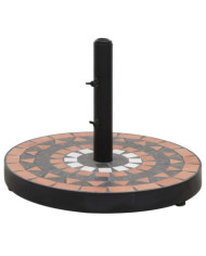 Base de parasol terre cuite et blanc rond 12 kg | Mobilier & Déco
