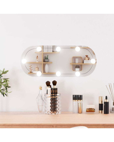 Miroir mural avec lumières LED 20x50 cm verre ovale | Mobilier & Déco
