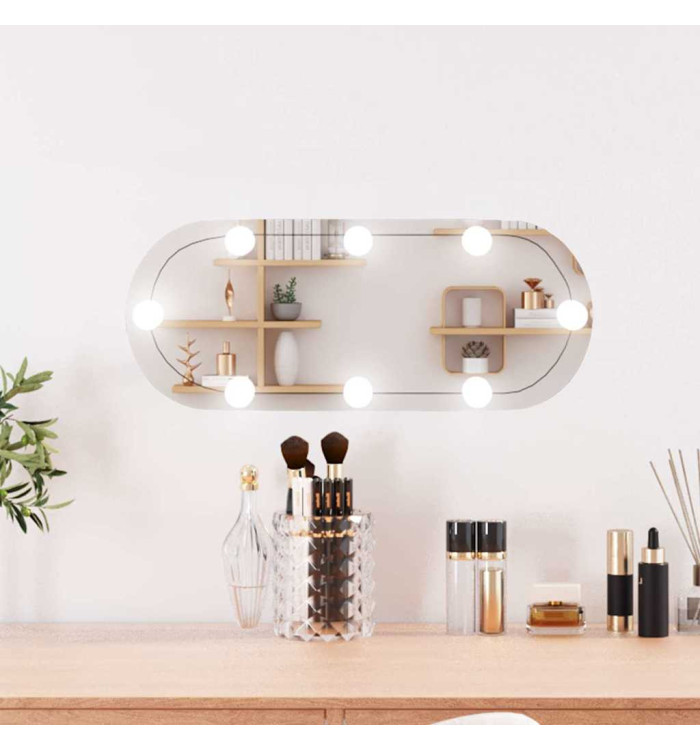 Miroir mural avec lumières LED 20x50 cm verre ovale | Mobilier & Déco