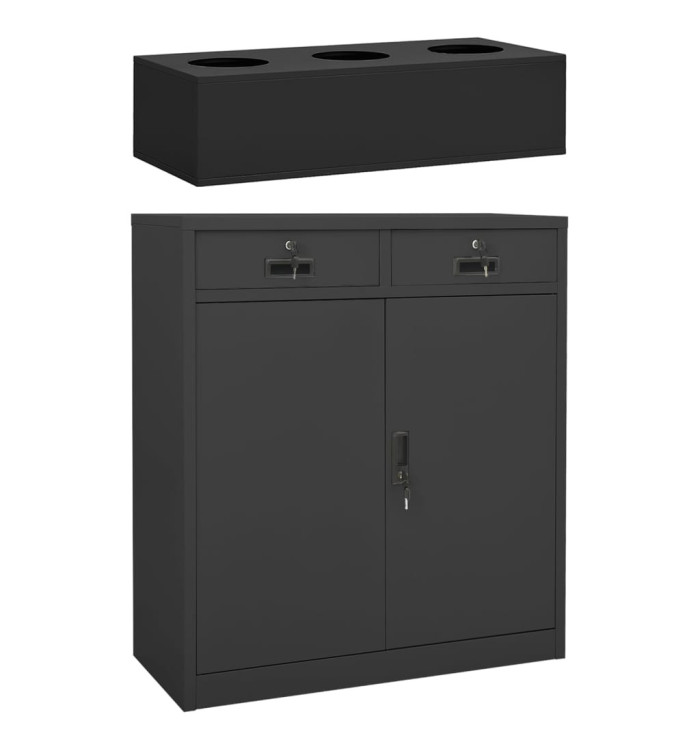 Armoire de bureau et jardinière Anthracite 90x40x125 cm Acier | Mobilier & Déco