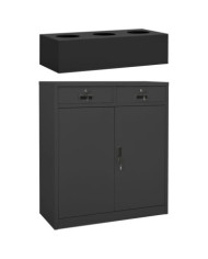 Armoire de bureau et jardinière Anthracite 90x40x125 cm Acier | Mobilier & Déco