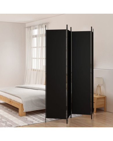 Cloison de séparation 4 panneaux Noir 200x220 cm Tissu | Mobilier & Déco